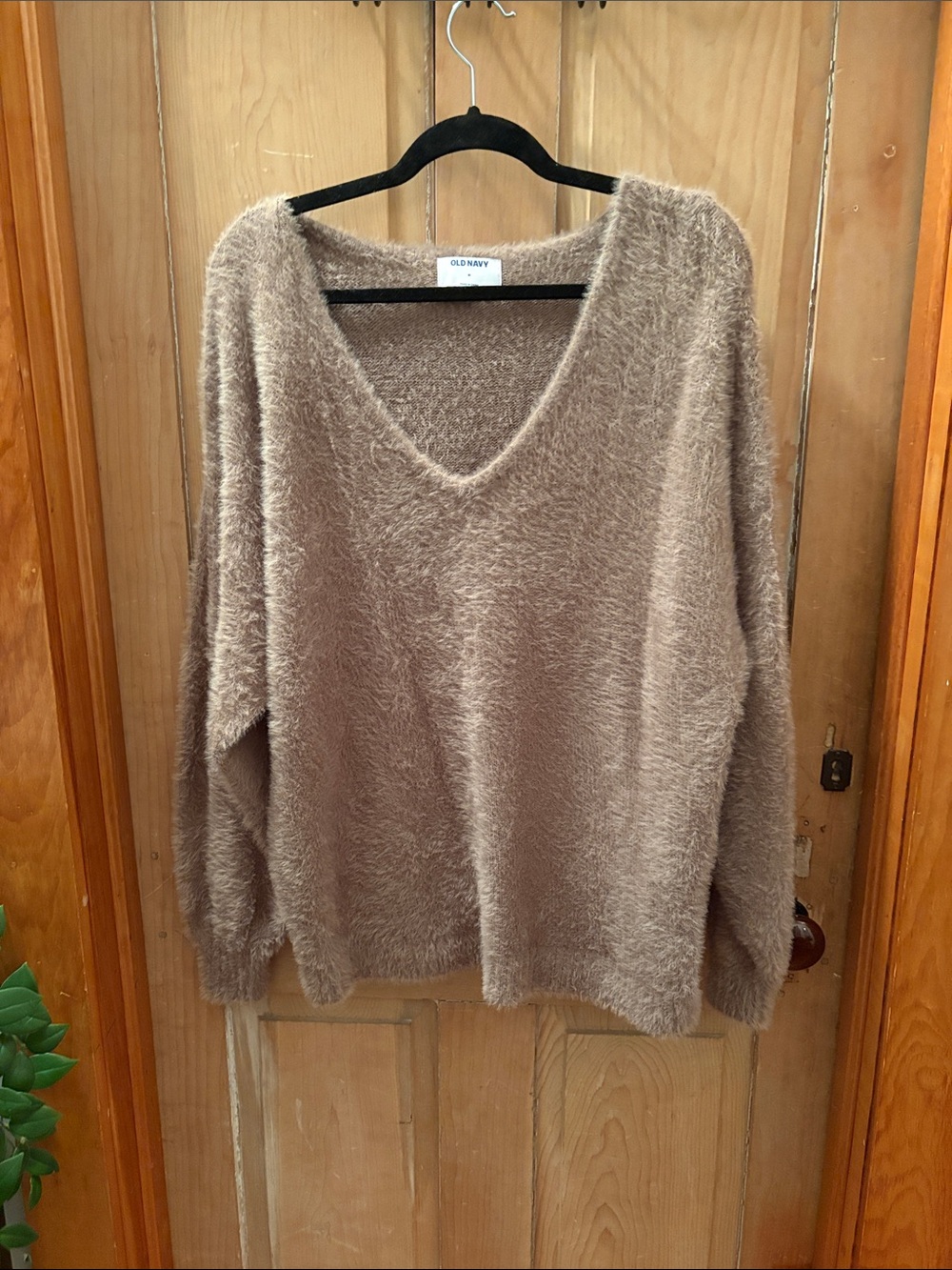 Old Navy Eyelash V-Neck Sweater in Sedimentary